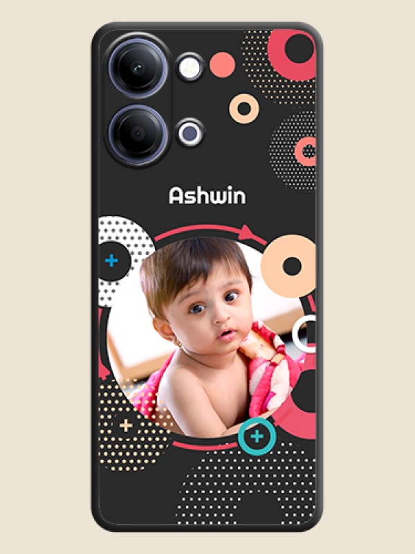 Custom Multicoloured Round Image On Space Black Custom Soft Matte Mobile Back Cover - Vivo Y11 5G