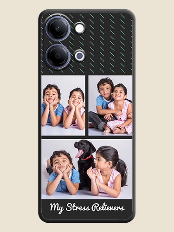 Custom Cross Dotted Pattern with 2 Image Holder On Space Black Custom Soft Matte Mobile Back Cover - Vivo Y11 5G