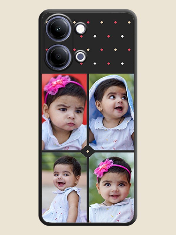 Custom Multicolor Dotted Pattern with 4 Image Holder On Space Black Custom Soft Matte Mobile Back Cover - Vivo Y11 5G