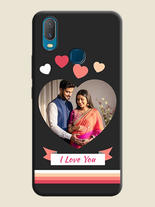 Custom Love Shaped Photo with Colorful Stripes on Personalised Space Black Soft Matte Cases - Vivo Y11