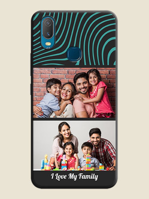 Custom Wave Pattern with 2 Image Holder on Space Black Personalized Soft Matte Phone Covers - Vivo Y11