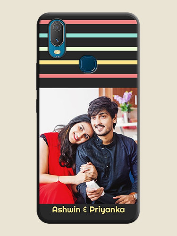 Custom Color Stripes with Photo and Text - Photo on Space Black Soft Matte Mobile Case - Vivo Y11