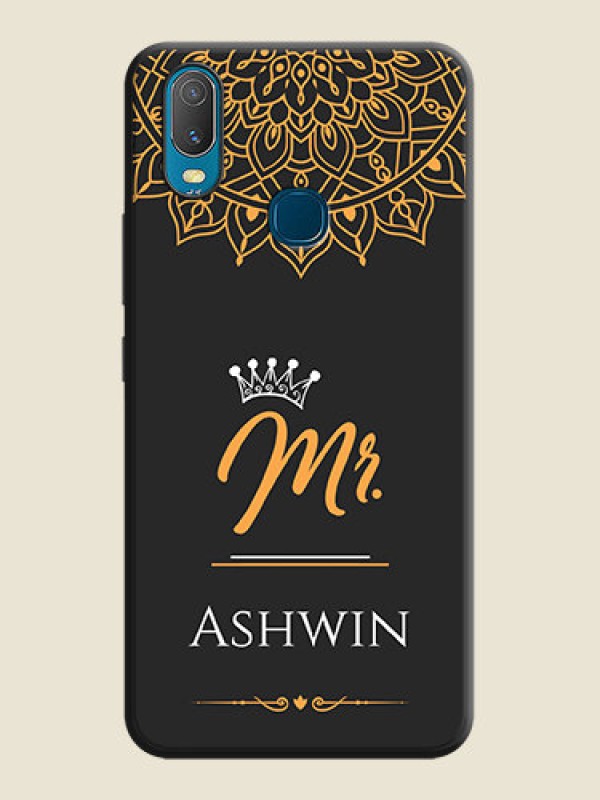 Custom Mr Name with Floral Design  on Personalised Space Black Soft Matte Cases - Vivo Y11