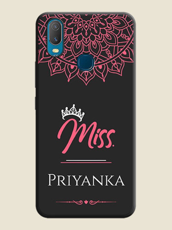 Custom Mrs Name with Floral Design on Space Black Personalized Soft Matte Phone Covers - Vivo Y11