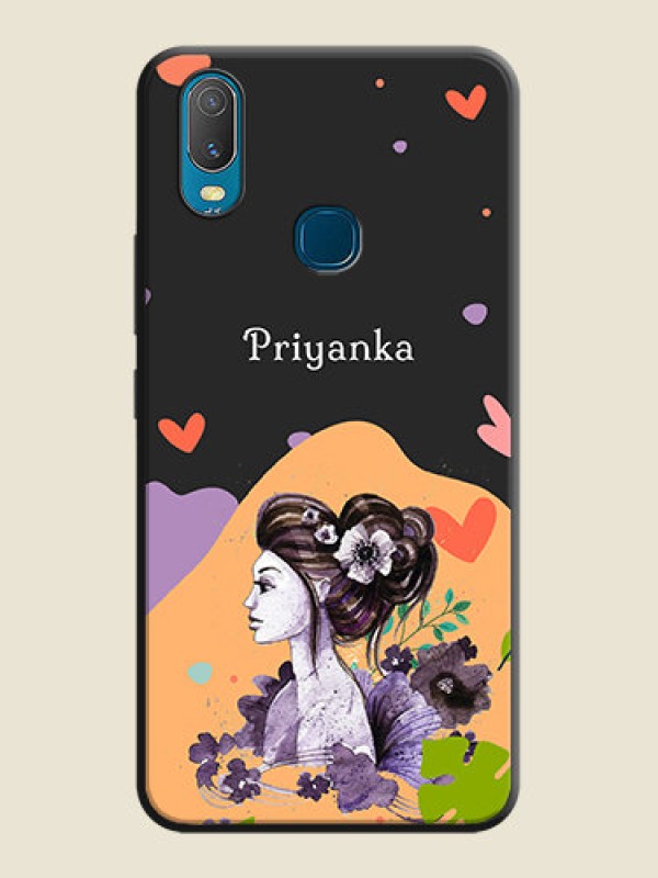Custom Namecase For Her With Fancy Lady Image On Space Black Personalized Soft Matte Phone Covers -Vivo Y11