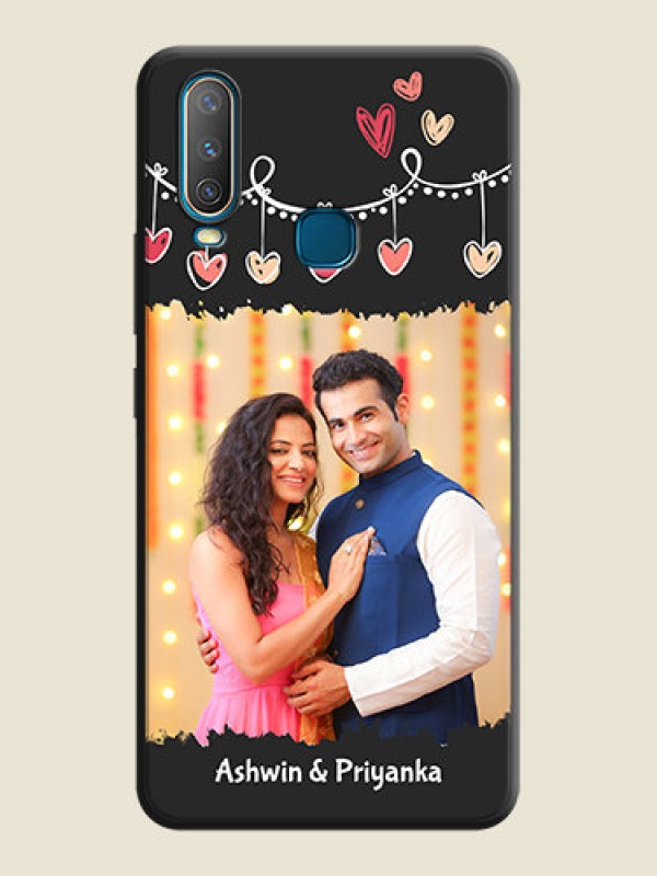 Custom Pink Love Hangings with Name on Space Black Custom Soft Matte Phone Cases - Vivo Y12