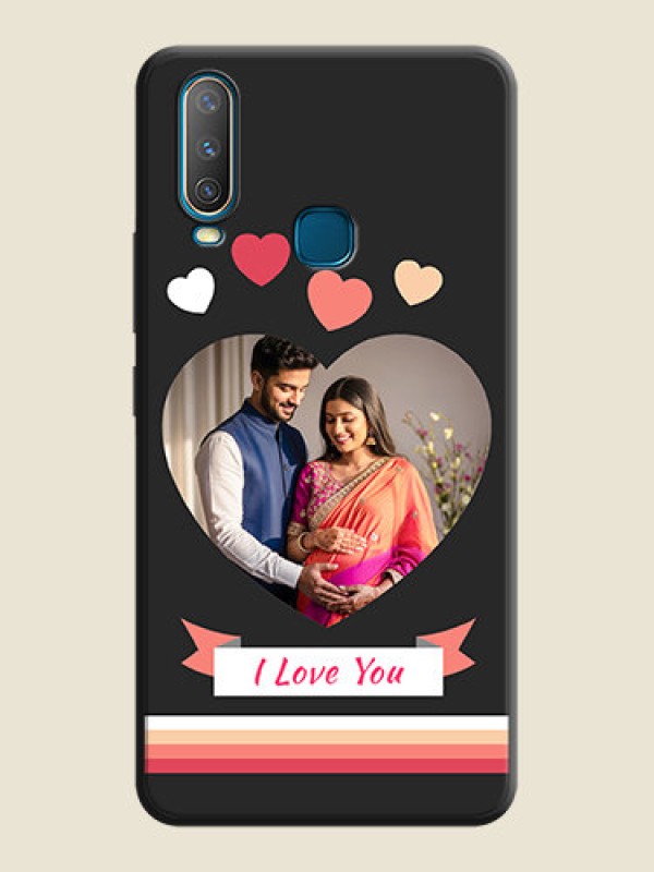Custom Love Shaped Photo with Colorful Stripes on Personalised Space Black Soft Matte Cases - Vivo Y12
