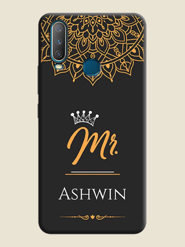 Custom Mr Name with Floral Design  on Personalised Space Black Soft Matte Cases - Vivo Y12