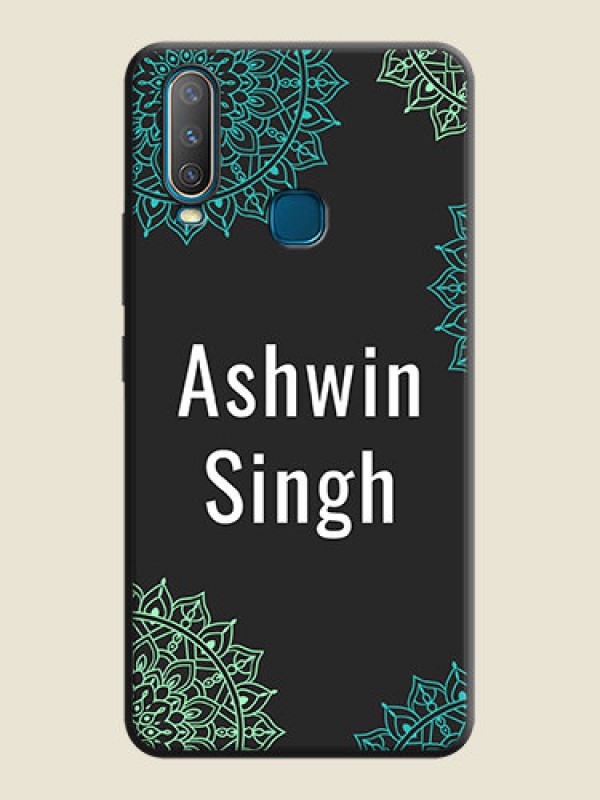 Custom Your Name with Floral Design on Space Black Custom Soft Matte Back Cover - Vivo Y12