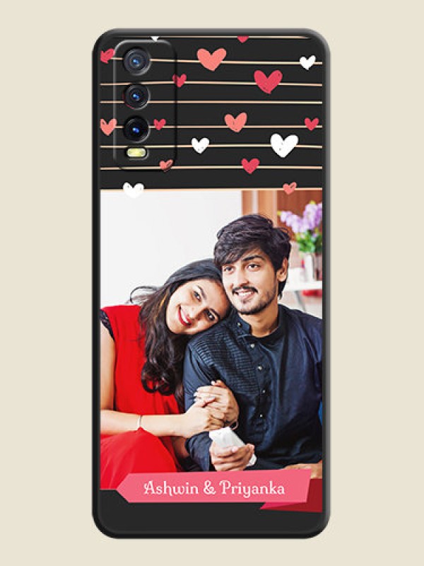 Custom Love Pattern with Name on Pink Ribbon  on Photo on Space Black Soft Matte Back Cover - Vivo Y12G