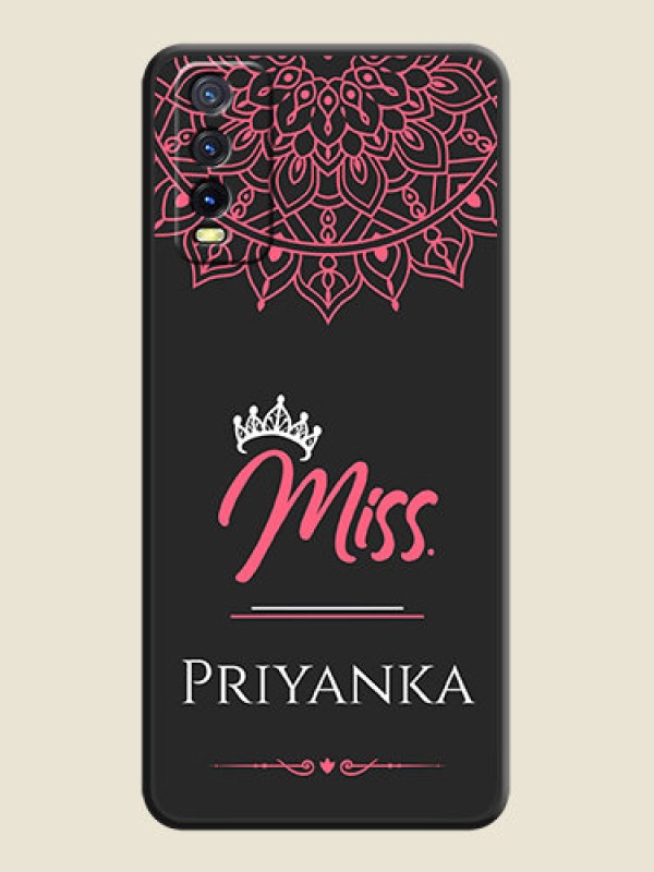 Custom Mrs Name with Floral Design on Space Black Personalized Soft Matte Phone Covers - Vivo Y12G