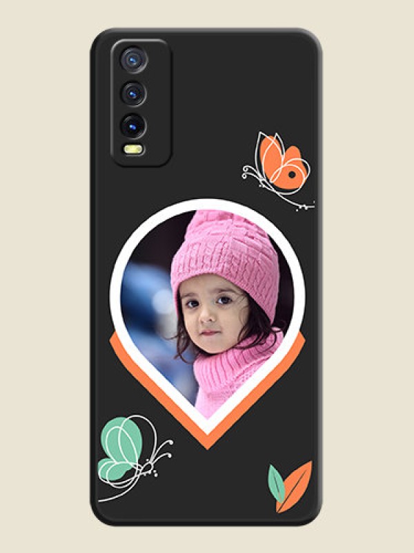 Custom Upload Pic With Simple Butterly Design On Space Black Personalized Soft Matte Phone Covers -Vivo Y12G