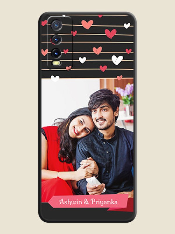 Custom Love Pattern with Name on Pink Ribbon  on Photo on Space Black Soft Matte Back Cover - Vivo Y12s