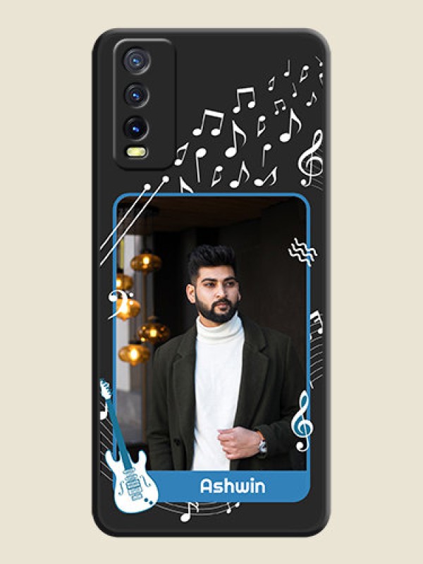 Custom Musical Theme Design with Text on Photo on Space Black Soft Matte Mobile Case - Vivo Y12s