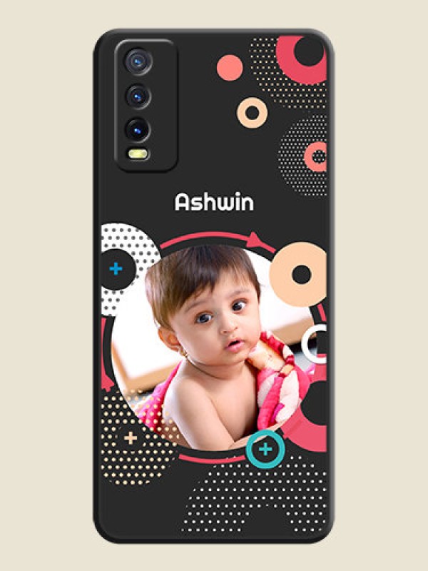 Custom Multicoloured Round Image on Personalised Space Black Soft Matte Cases - Vivo Y12s