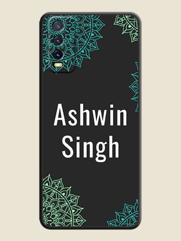 Custom Your Name with Floral Design on Space Black Custom Soft Matte Back Cover - Vivo Y12s