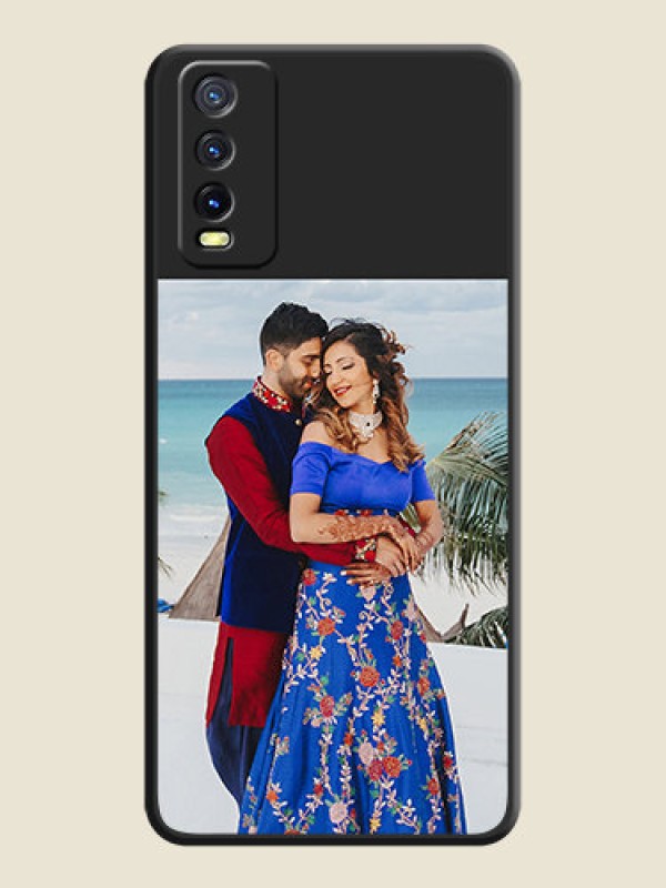Custom Image Upload With Space Black Color On Custom Soft Matte Mobile Back Cover - Vivo Y12S