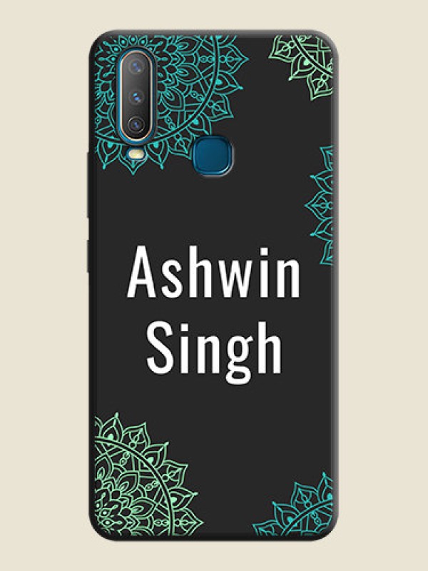Custom Your Name with Floral Design on Space Black Custom Soft Matte Back Cover - Vivo Y15