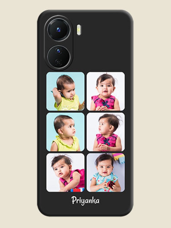 Custom Floral Art with 6 Image Holder on Photo on Space Black Soft Matte Mobile Case - Vivo Y16