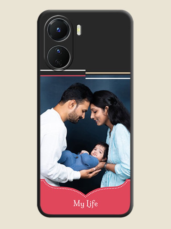Custom Classic Plain Design with Name on Photo on Space Black Soft Matte Phone Cover - Vivo Y16