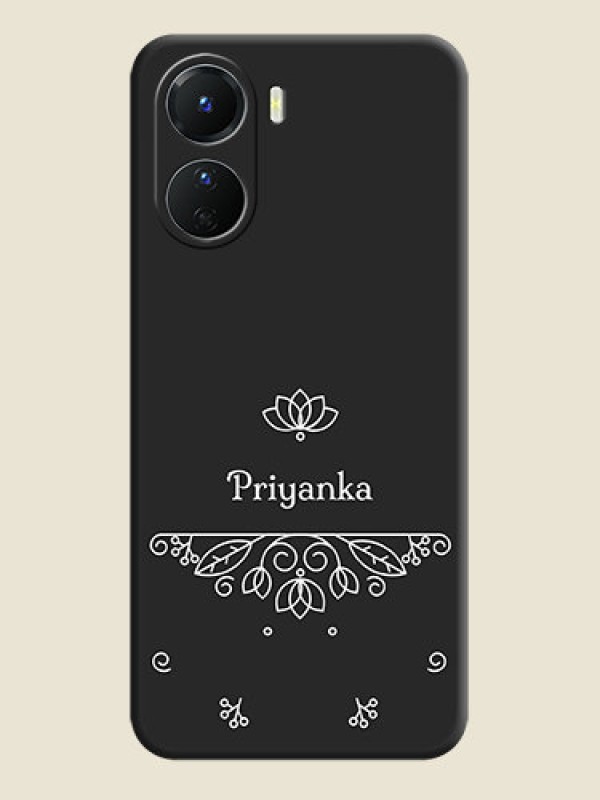 Custom Lotus Garden Custom Text On Space Black Personalized Soft Matte Phone Covers -Vivo Y16