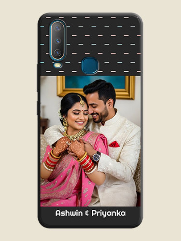 Custom Line Pattern Design with Text on Space Black Custom Soft Matte Phone Back Cover - Vivo Y17