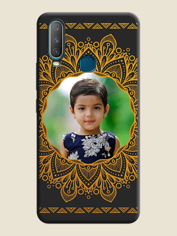 Custom Round Image with Floral Design - Photo on Space Black Soft Matte Mobile Cover - Vivo Y17