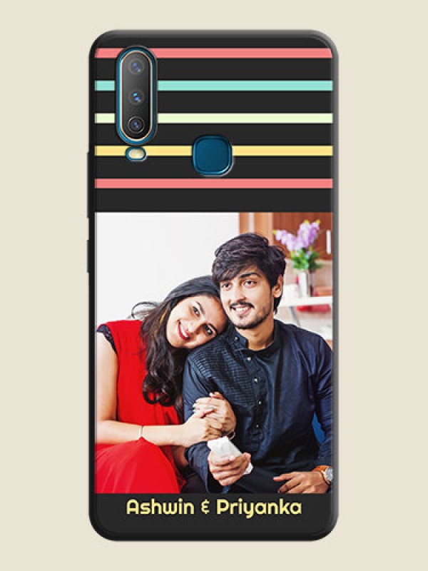 Custom Color Stripes with Photo and Text - Photo on Space Black Soft Matte Mobile Case - Vivo Y17