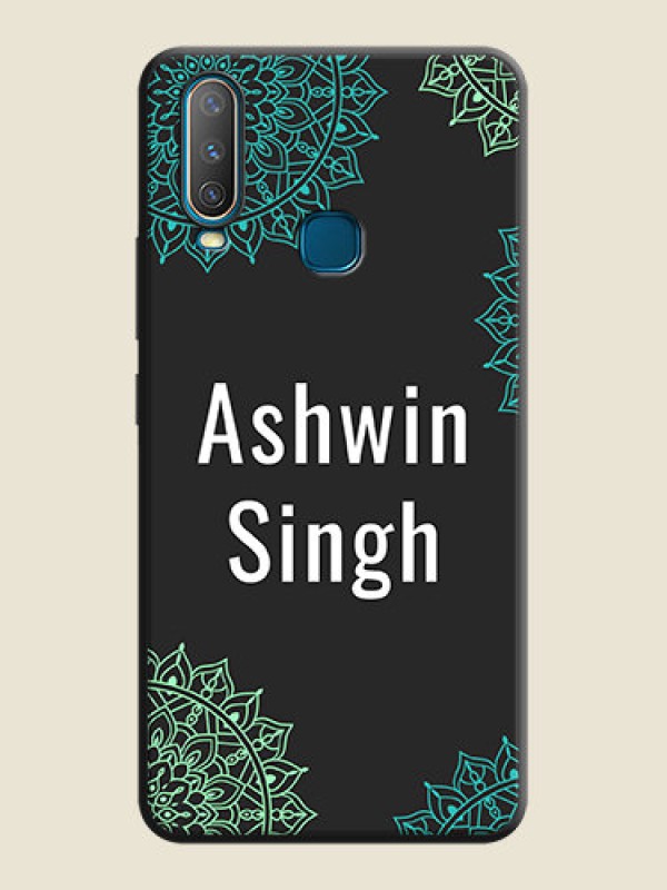 Custom Your Name with Floral Design on Space Black Custom Soft Matte Back Cover - Vivo Y17