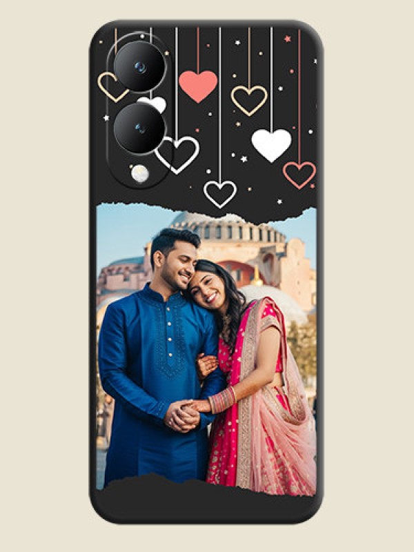 Custom Love Hangings with Splash Wave Picture On Space Black Custom Soft Matte Mobile Back Cover - Vivo Y17S