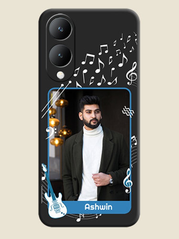 Custom Musical Theme Design with Text on Photo On Space Black Custom Soft Matte Mobile Back Cover - Vivo Y17S