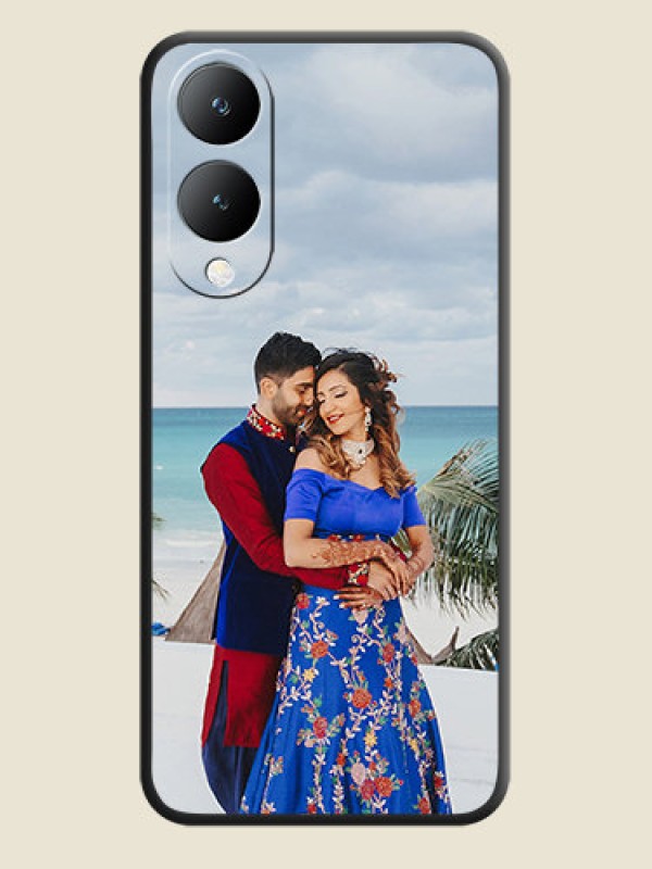 Custom Full Single Pic Upload On Space Black Custom Soft Matte Mobile Back Cover - Vivo Y17S
