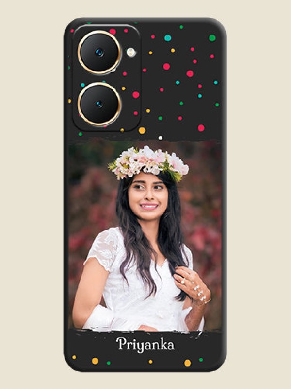 Custom Multicolor Dotted Pattern with Text On Space Black Custom Soft Matte Mobile Back Cover - Vivo Y18