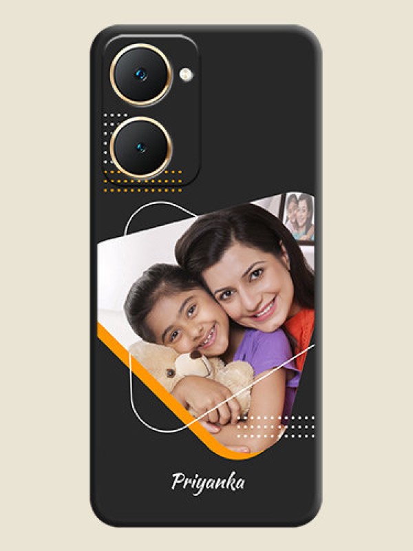 Custom Yellow Triangle on Photo On Space Black Custom Soft Matte Mobile Back Cover - Vivo Y18e
