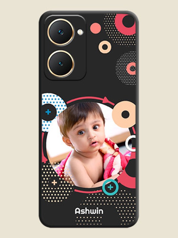 Custom Multicoloured Round Image On Space Black Custom Soft Matte Mobile Back Cover - Vivo Y18i