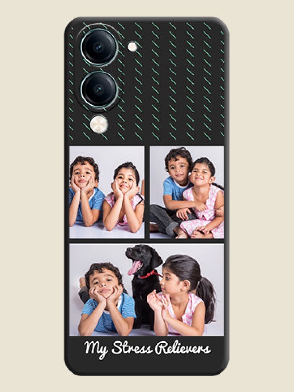 Custom Cross Dotted Pattern with 2 Image Holder On Space Black Custom Soft Matte Mobile Back Cover - Vivo Y19 5G