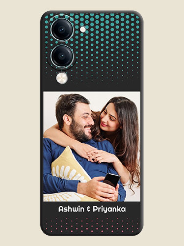 Custom Faded Dots with Grunge Photo Frame and Text On Space Black Custom Soft Matte Mobile Back Cover - Vivo Y19 5G