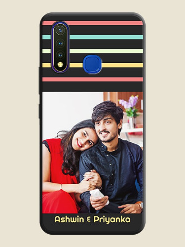 Custom Color Stripes with Photo and Text - Photo on Space Black Soft Matte Mobile Case - Vivo Y19