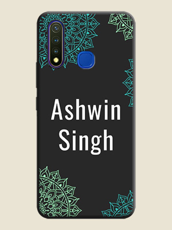 Custom Your Name with Floral Design on Space Black Custom Soft Matte Back Cover - Vivo Y19