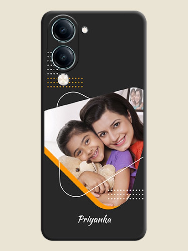 Custom Yellow Triangle on Photo On Space Black Custom Soft Matte Mobile Back Cover - Vivo Y19s