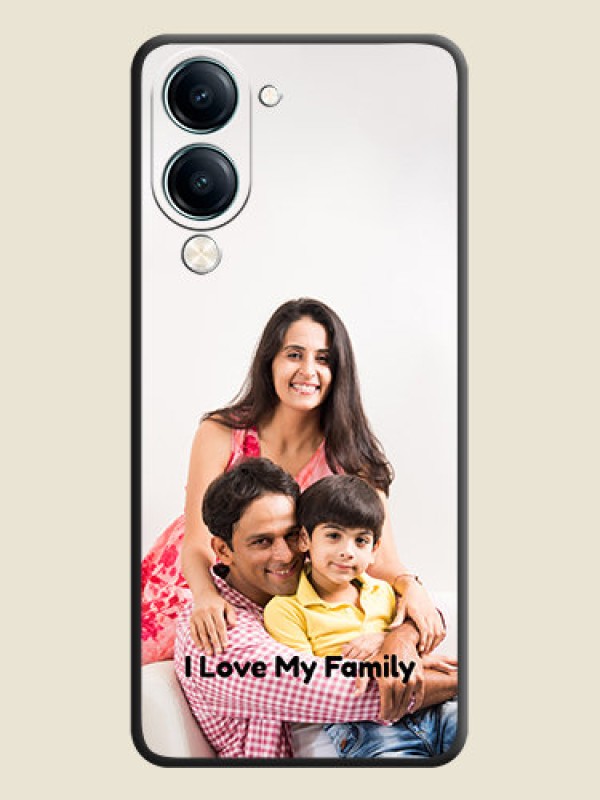 Custom Full Single Pic Upload With Text On Space Black Custom Soft Matte Mobile Back Cover - Vivo Y19s