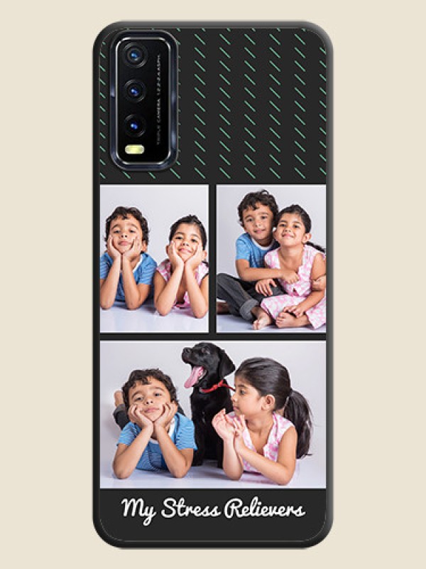 Custom Cross Dotted Pattern with 2 Image Holder  on Personalised Space Black Soft Matte Cases - Vivo Y20