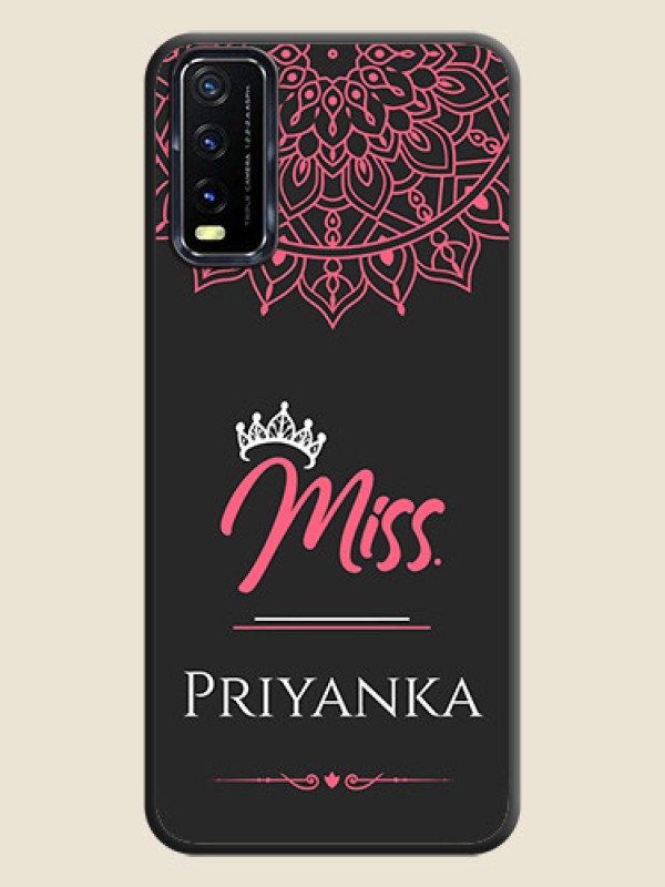 Custom Mrs Name with Floral Design on Space Black Personalized Soft Matte Phone Covers - Vivo Y20