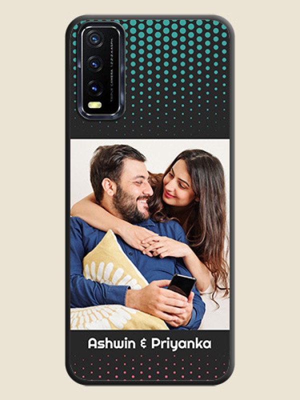 Custom Faded Dots with Grunge Photo Frame and Text on Space Black Custom Soft Matte Phone Cases - Vivo Y20