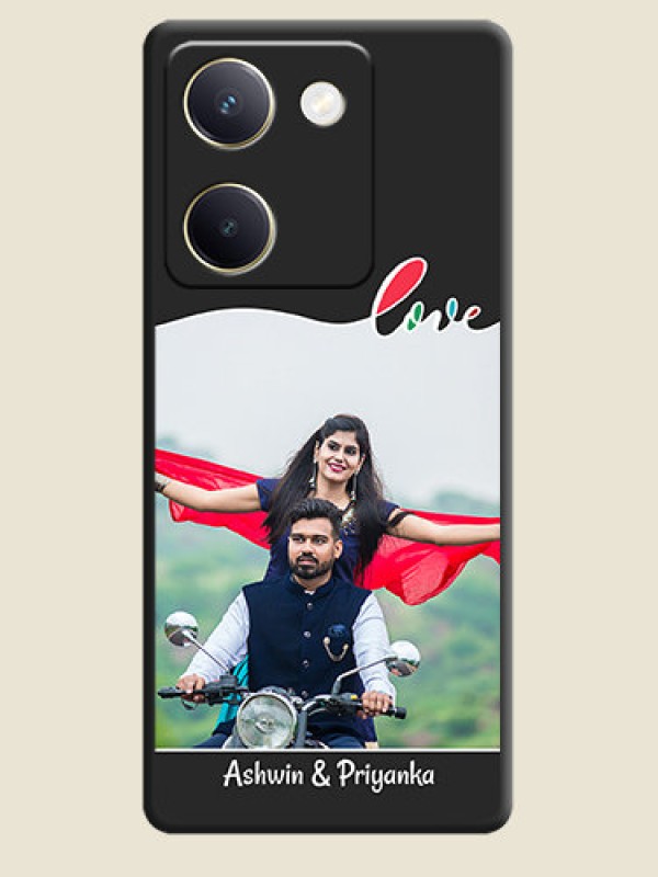 Custom Fall in Love Pattern with Picture on Photo On Space Black Custom Soft Matte Mobile Back Cover - Vivo Y200 Pro 5G