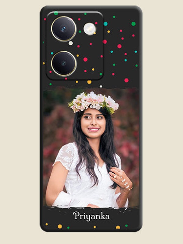 Custom Multicolor Dotted Pattern with Text  On Space Black Custom Soft Matte Mobile Back Cover - Vivo Y200 Pro 5G