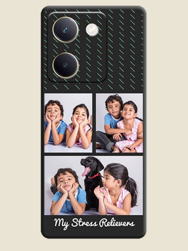 Custom Cross Dotted Pattern with 2 Image Holder On Space Black Custom Soft Matte Mobile Back Cover - Vivo Y200 Pro 5G