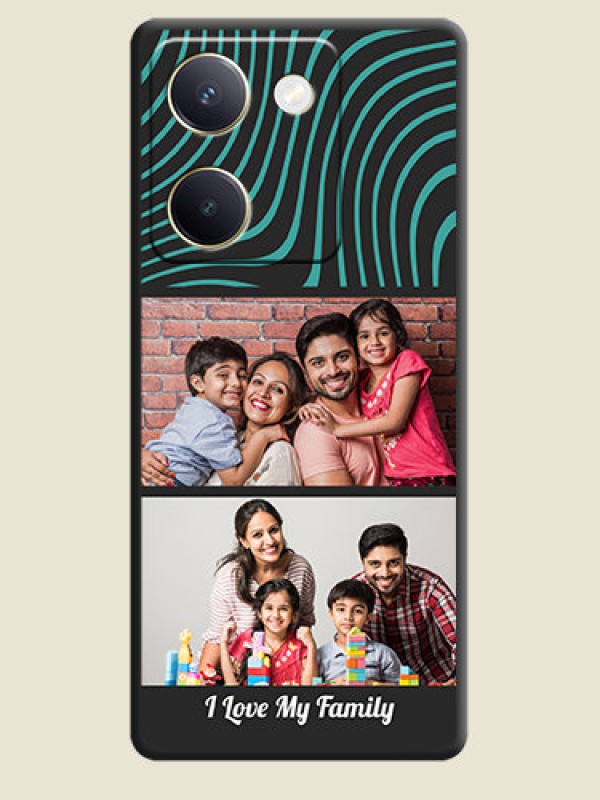 Custom Wave Pattern with 2 Image Holder On Space Black Custom Soft Matte Mobile Back Cover - Vivo Y200 Pro 5G