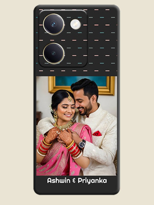 Custom Line Pattern Design with Text On Space Black Custom Soft Matte Mobile Back Cover - Vivo Y200 Pro 5G