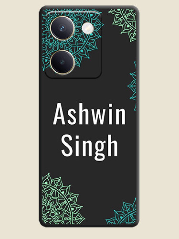 Custom Your Name with Floral Design On Space Black Custom Soft Matte Mobile Back Cover - Vivo Y200 Pro 5G
